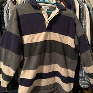 IZOD Men's Striped Rugby Shirt - Gray and Blue